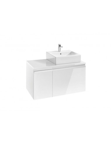 Mueble base para lavabo sobre encimera derecha - Serie Heima , Color Blanco brillo