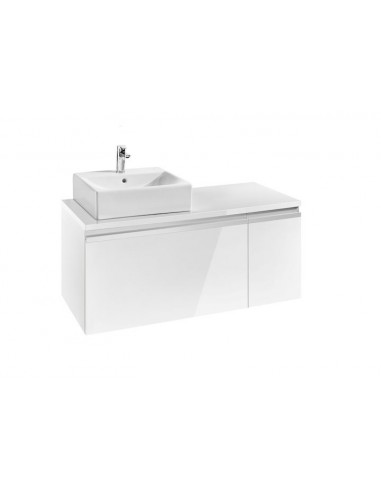 Mueble base para lavabo sobre encimera izquierda - Serie Heima , Color Blanco brillo