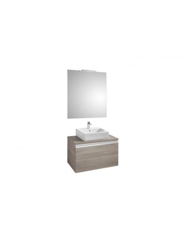 Pack (mueble base para lavabo sobre encimera con un cajón espejo y aplique Smartlight) - Serie Heima , Color Fresno