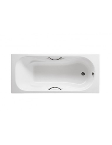Bañera de fundición rectangular con fondo antideslizante y asas - Serie Malibu , Color Blanco