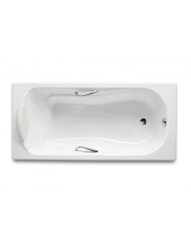 Bañera de fundición rectangular con fondo antideslizante y asas - Serie Haiti , Color Blanco