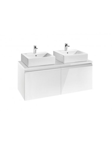 Mueble base para dos lavabos sobre encimera - Serie Heima , Color Blanco brillo
