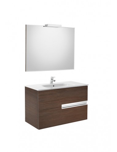 8414329937312 Roca - Pack (mueble base lavabo espejo y aplique) - 80 cm, Serie Victoria-N , Color Gris antracita