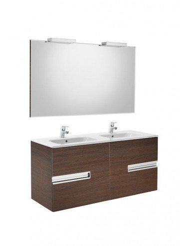 Pack (mueble base lavabo doble espejo y dos apliques) - 120 cm, Serie Victoria-N , Color Wenge texturizado