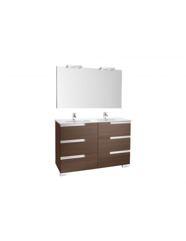 Pack Family (mueble base lavabo doble espejo y dos apliques) - 120 cm, Serie Victoria-N , Color Wenge texturizado