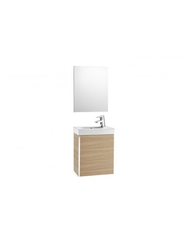 Pack con espejo (mueble base lavabo y espejo) - Serie Mini , Color Roble texturizado
