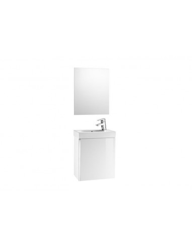 Pack con espejo (mueble base lavabo y espejo) - Serie Mini , Color Blanco brillo