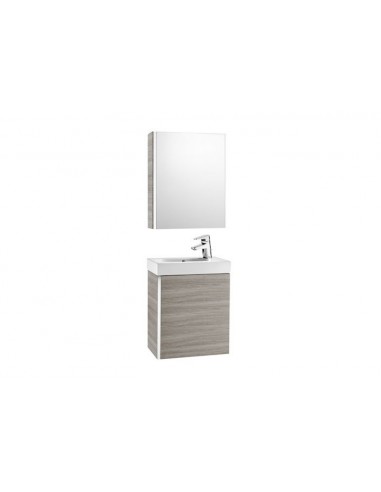 Pack con armario espejo (mueble base lavabo y armario espejo) - Serie Mini , Color Wenge texturizado