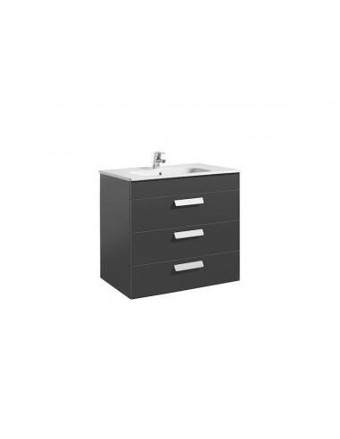 Unik (mueble base con tres cajones y lavabo) - 80 cm, Serie Debba , Color Gris antracita