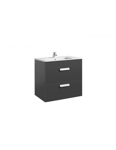 Unik (mueble base con dos cajones y lavabo) - 80 cm, Serie Debba , Color Gris antracita
