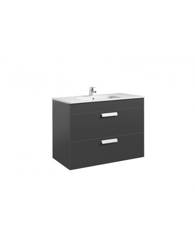 8433290317756 Roca - Unik (mueble base con dos cajones y lavabo) - 100 cm, Serie Debba , Color Wenge texturizado
