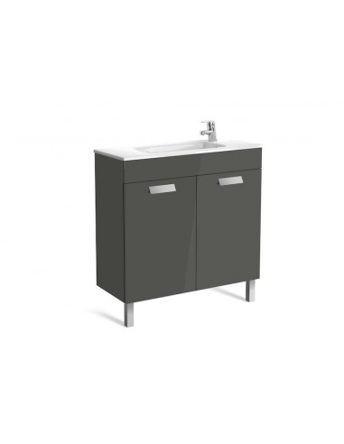 Unik (mueble base compacto con puertas y lavabo) - 80 cm, Serie Debba , Color Gris antracita
