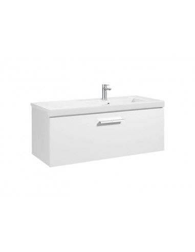 Unik (mueble base con un cajón y lavabo derecha) - Serie Prisma , Color Blanco brillo