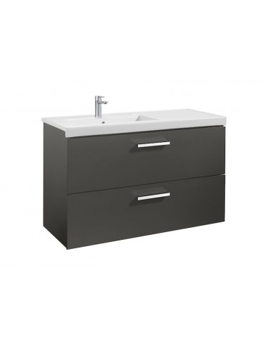 Unik (mueble base con dos cajones y lavabo izquierda) - Serie Prisma , Color Gris antracita
