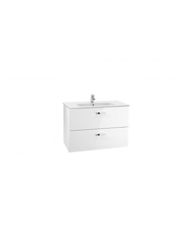 Roca - Unik (Conjunto mueble de 2 cajones y lavabo), Serie Victoria Basic, 100 cm, Color Blanco Brillo - A855851806