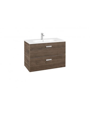 Roca - Unik (Conjunto mueble de 2 cajones y lavabo), Serie Victoria Basic, 80 cm, Color Cedro - A855852423
