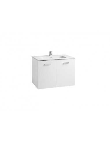 Roca - Conjunto mueble y puertas lavabo. Serie Victoria Basic, 80 cm, Color Blanco brillo. - A855892806