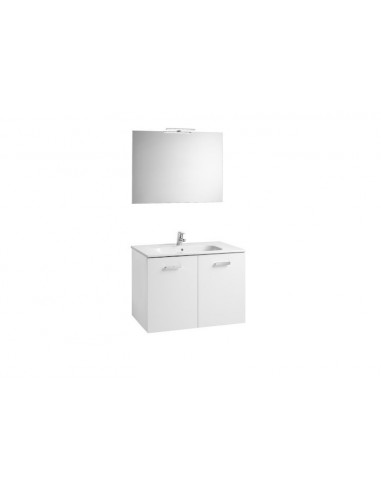 Roca - Conjunto mueble y puertas lavabo. Serie Victoria Basic, 80 cm, Color blanco brillo. - A855897806
