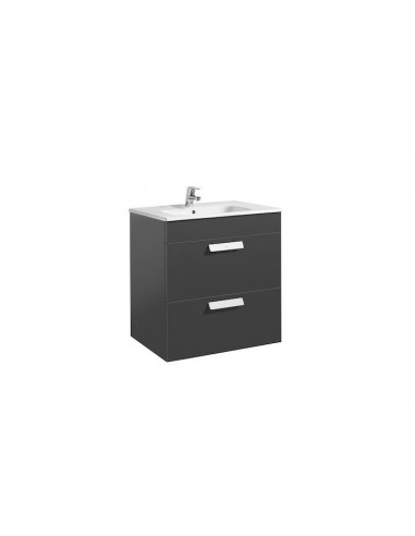 Roca - Unik (mueble base con dos cajones y lavabo) - 70 cm, Serie Debba , Color Gris antracita - A855967153