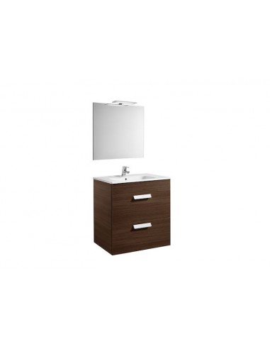 Roca - Pack (mueble base con dos cajones lavabo espejo y aplique LED) - 70 cm, Serie Debba , Color Blanco brillo - A855985154