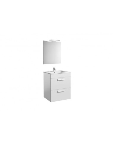 Roca - Pack (mueble base con dos cajones lavabo espejo y aplique LED) - 60 cm, Serie Debba , Color Blanco brillo - A855984806
