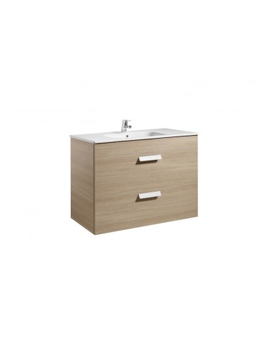 Roca - Unik (Conjunto mueble de 2 cajones y lavabo) - 100 cm, Serie Debba , Color Blanco Roble - A855970155