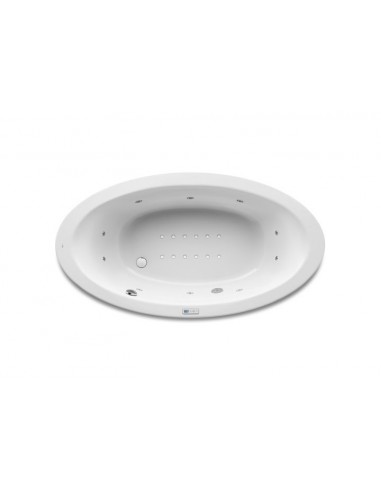 Bañera acrílica oval con hidromasaje Total y juego de desagüe - Serie Georgia 1850x1000, Color Blanco