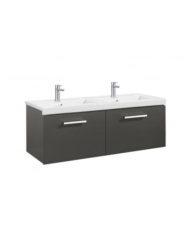 Unik (mueble base con dos cajones y lavabo doble) - Serie Prisma , Color Gris antracita
