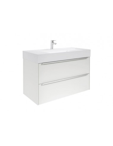 Unik (mueble base y lavabo) - Serie Inspira, 2C, 100 cm, Color Blanco brillo
