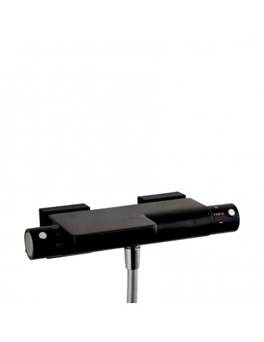 Termostático de Baño-Ducha con inversor integrado en mando caudal en acabado negro, Arola - Ramon Soler