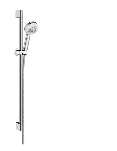 Crometta 100 Set de ducha Vario EcoSmart 9 l/min con barra de ducha 90 cm en acabado blanco/cromado.