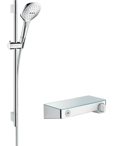 Raindance Select E Set de ducha visto 120 con termostato ShowerTablet Select Combi barra de ducha 65 cm en acabado cromado