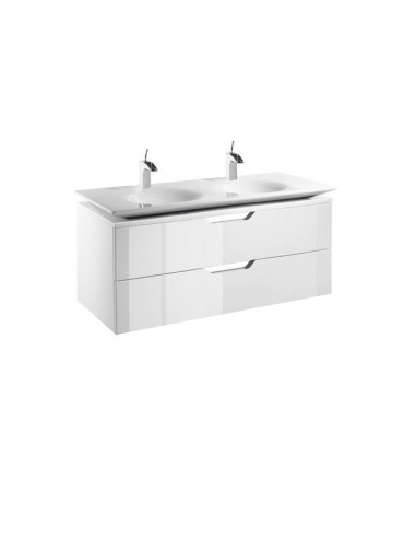 Unik (mueble base y lavabo doble) - Serie Kalahari , Color Blanco lacado brillo