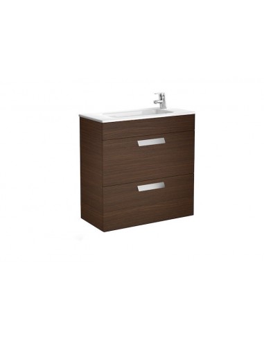 Unik (mueble base compacto con dos cajones y lavabo) Wengé texturizado.