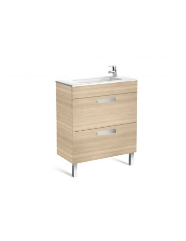 Unik (mueble base compacto con dos cajones y lavabo) Roble texturizado.