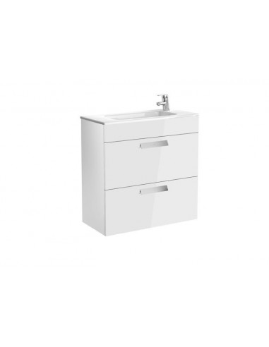 Unik (mueble base compacto con dos cajones y lavabo) blanco brillo.