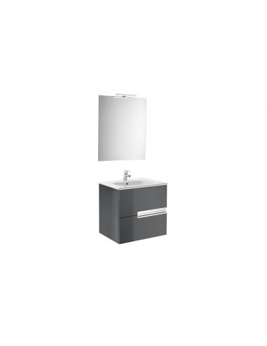 Pack Victoria-N (mueble, lavabo, espejo y aplique LED) 600 mm, gris antracita.