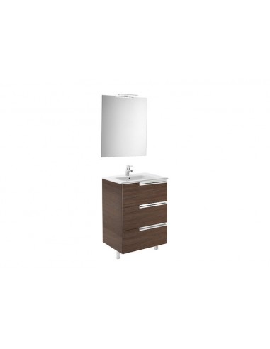 Pack Family Victoria-N (mueble base, lavabo, espejo y aplique LED) 600 mm, wengé texturizado.