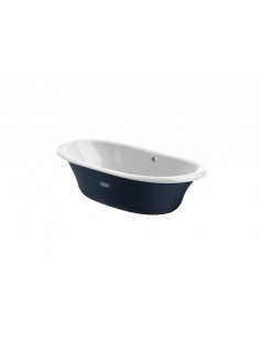 Bañera oval de fundición esmaltada con exterior azul...