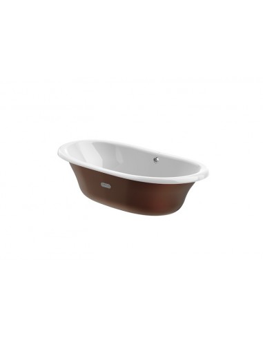 Bañera oval de fundición esmaltada con exterior cobre y fondo antideslizante - Serie Newcast , Color Blanco