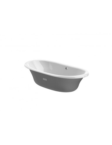 Bañera oval de fundición esmaltada con exterior gris y fondo antideslizante - Serie Newcast , Color Blanco
