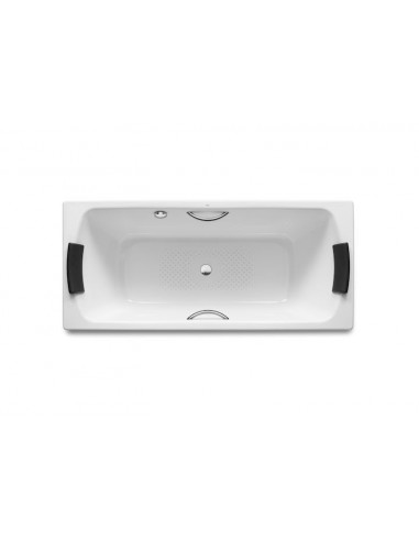 Bañera de acero rectangular con fondo antideslizante y asas (chapa de acero de 35mm) - Serie Lun , Color Blanco