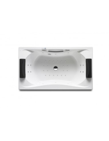 Bañera acrílica rectangular con hidromasaje Total Premium y juego de desagüe 1800x900 - Serie BeCool , Color Blanco