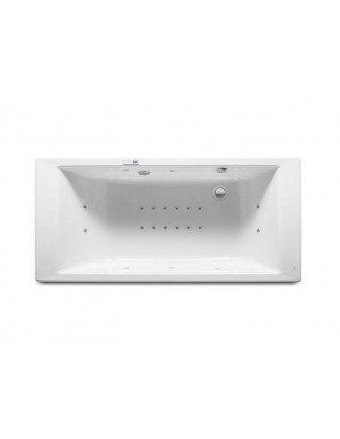 Bañera acrílica rectangular con hidromasaje Total y juego de desagüe 1800x900 - Serie Vythos , Color Blanco