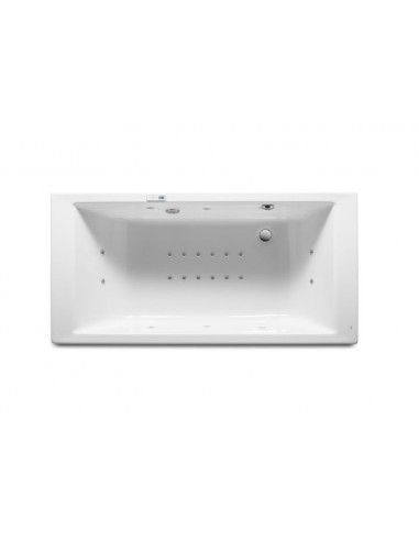 Bañera acrílica rectangular con hidromasaje Total y juego de desagüe 1700x800 - Serie Vythos , Color Blanco