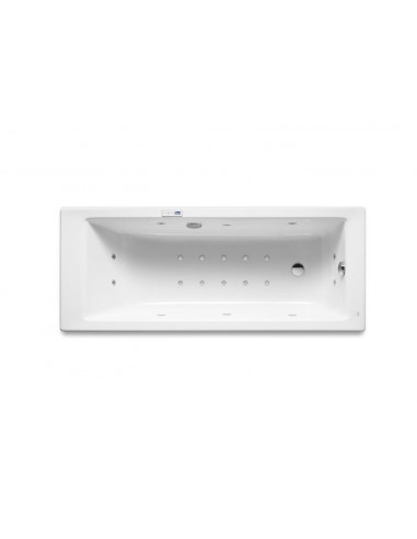 Bañera acrílica rectangular con hidromasaje Total y juego de desagüe - Serie Vythos , Color Blanco